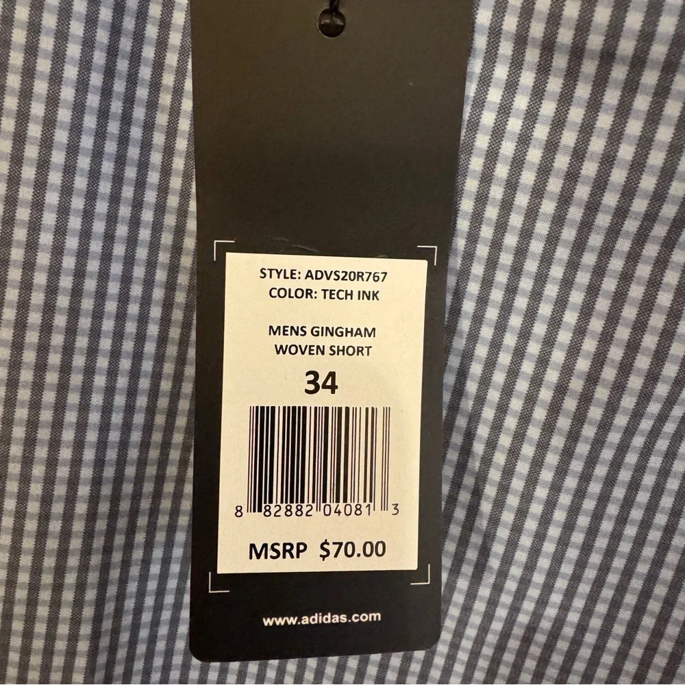 Adidas Men Blue Tech Ink Gingham Golf Shorts 34 Ultimate365 NWT Stretch